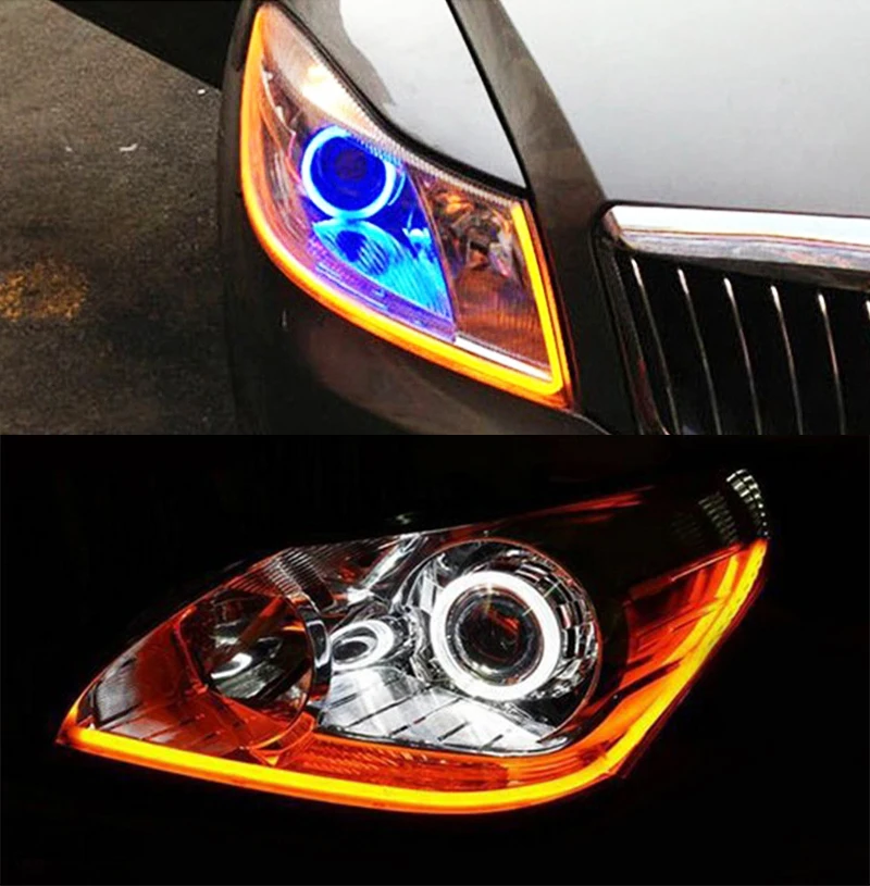 

LEEPEE Angel Eyes light 60cm DRL Headlight Flexible Decorative Light With Turn Signal Hot LED Tube Strip