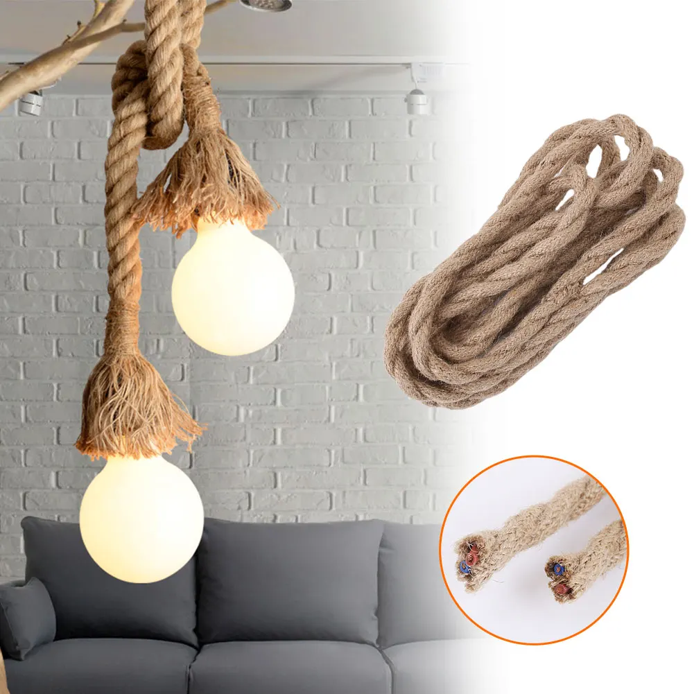 

Retro Vintage Hemp Rope Wire Fabric Electrical Cord Lighting Accessories 2.5M