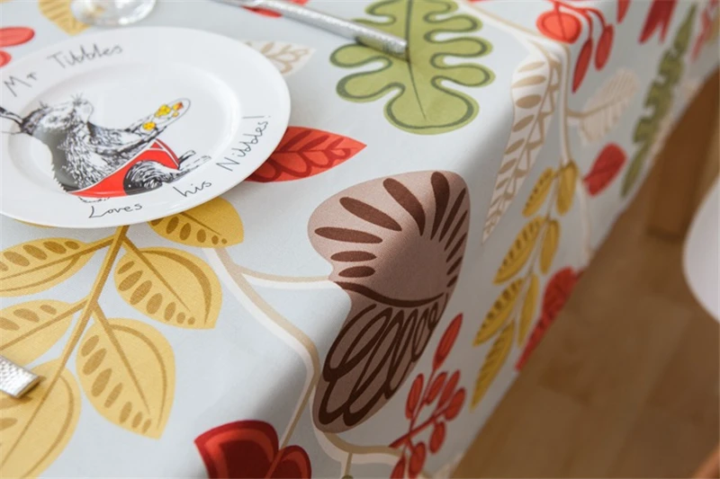 Pastoral Leaves Rectangle Tablecloths Printed Cotton Polyester Tea Table Cloth For Table Dustproof Microwave Oven Cover Kitchen 