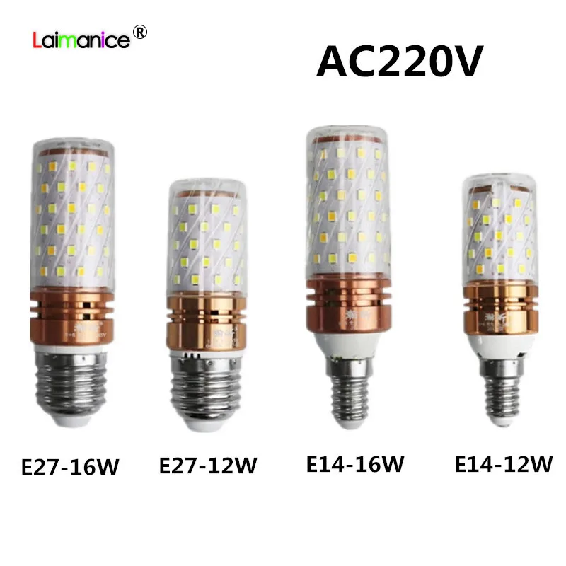 

E27 LED Lamp E14 LED Corn Light Bulb AC220v Energy Saving SMD2835 12w 16w Lamp Home Bulbs for Bedroom Living Room Hostel Use