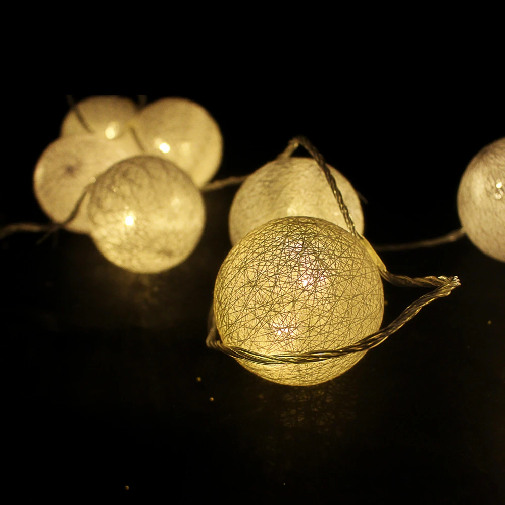 Christmas 5M 20Leds Cotton Ball LED string Light Warm white/White