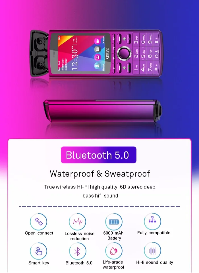 Mini sem Fio Fone de Ouvido Profundos sem Fio Intra-auriculares com 6000 Mah de Carregamento da Caixa Som de Graves Bluetooth Estéreo Mic Hifi R25 Tws V5.0 2 Eletrônicos