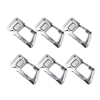 

6PCS Multifunctional Outdoor Whar Biner Carabiner Clip EDC Pocket Multi Tool Bottler And Box Opener Prybar Scraper Screwdriver