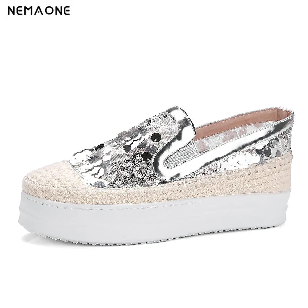 

2018 New punk bling women shoes wedges high heels slip-on casual shoes platform shoe woman