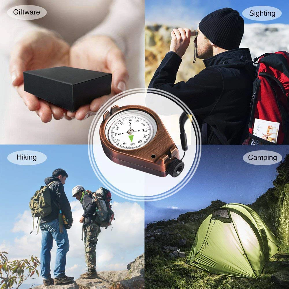 Waterproof Compass Navigation Compass Portable Compass Survival Compass Classic Accurate Waterproof Shakeproof for Hiking Camping Motoring Boating Backpacking Mountaineering Exploring Huntin
