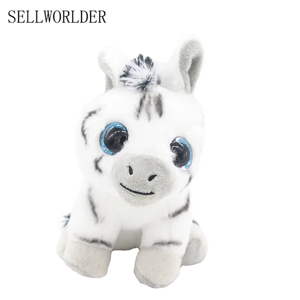 

SELLWORLDER WILD ANIMALS Big Eyes 6" 15cm White donkey with black Hair Plush Animal Toys