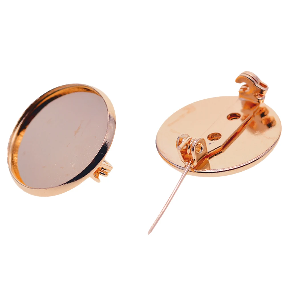10 Pieces Copper Blank Brooch Trays Cabochon Settings Fit for 20mm Resin Cameo Cabochons Rose Gold