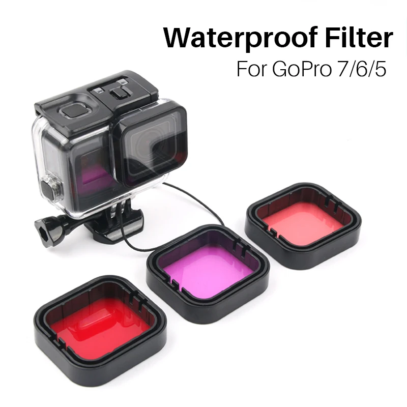 

3-Pack Filters Kit Red Magenta Snorkel Scuba Camera Lens Color Filter for GoPro HERO 5 6 7 Black Super Suit Housing Case