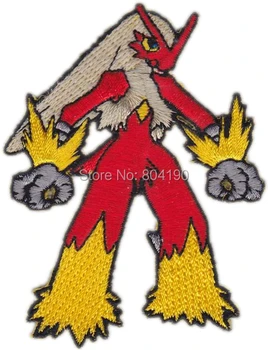 

3" BLAZIKEN Pokemon Go Iron On Patch Pikachu Pocket Comics Embroidered Emblem applique Costume Cosplay Team Rocket Scratch Cat