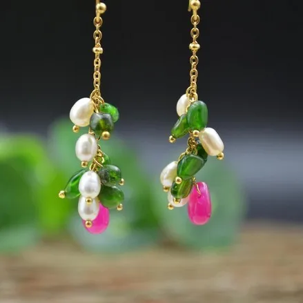

designer Taiwan natural stone pearl, manual new fashion jewelry s925 sterling silver women's earrings