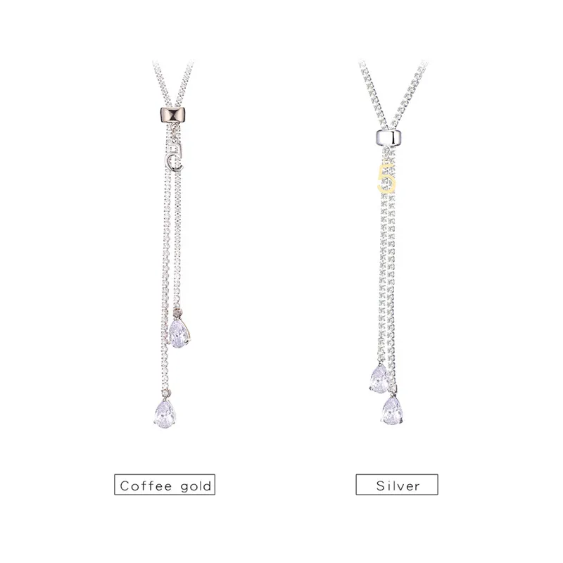 Женское ожерелье с подвеской в виде капли воды фианитом|chain necklace|drop necklacenecklace drop |