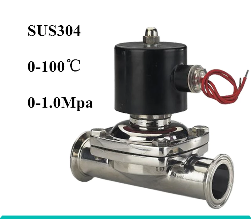 DC24V 1-1/" DN32 Tri Зажим OD 50,5 мм из нержавеющей стали 304 Электрический Санитарно электромагнитный клапан силиконовые уплотнения обычно закрытым