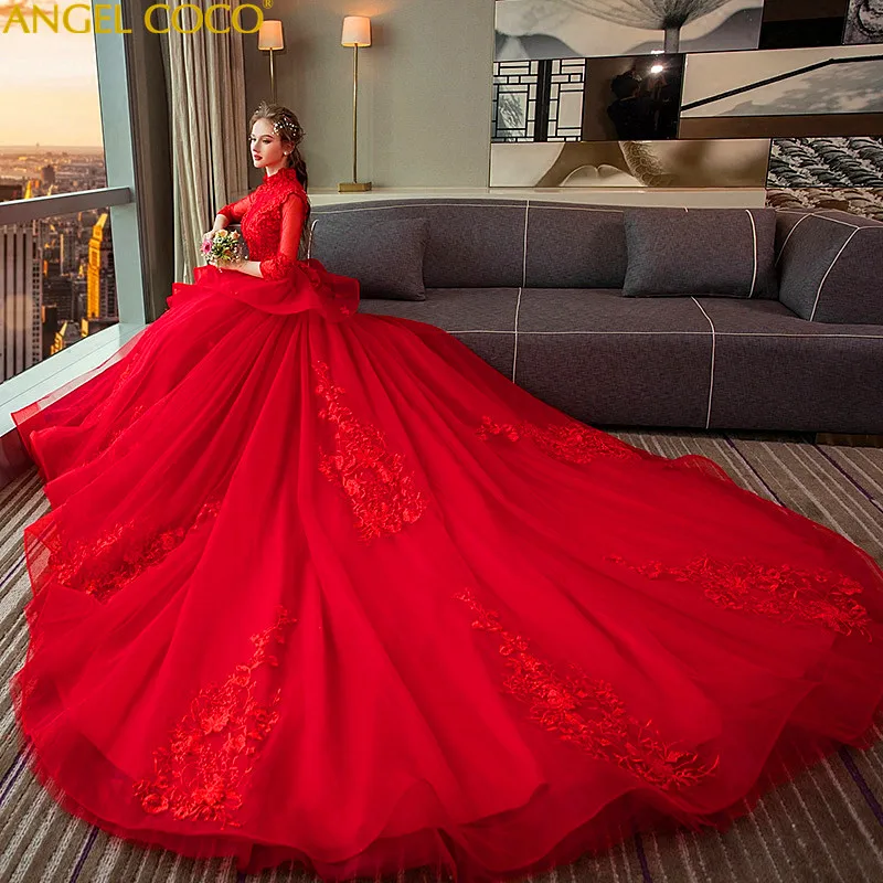 Stand Collar Retro Maternity Dresses Wedding Red Long Tail Pregnant Wedding Dress New 2018 Pregnancy Clothes Lace Bride Gown Stand Collar Retro Maternity Dresses Wedding Red Long Tail Pregnant Wedding Dress New 2018 Pregnancy Clothes Lace Bride Gown