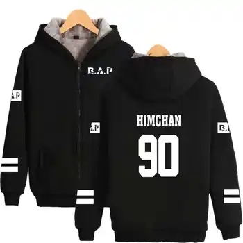 

Kpop B.A.P Zipper Hoodies Men/Women Thick Warm Winter Hooded Sweatshirt Print B.A.P Winter Clothing