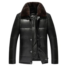 Зимние Пояса из натуральной кожи пальто Для мужчин модные кожаные Подпушка пальто Для мужчин; кожаные пальто толстая натуральная кожа shepskin пальто с воротником из норки