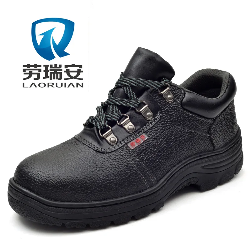 

large size men black steel toe caps work safety shoes spring autumn ankle booties soft leather lace up zapatos hombre protective