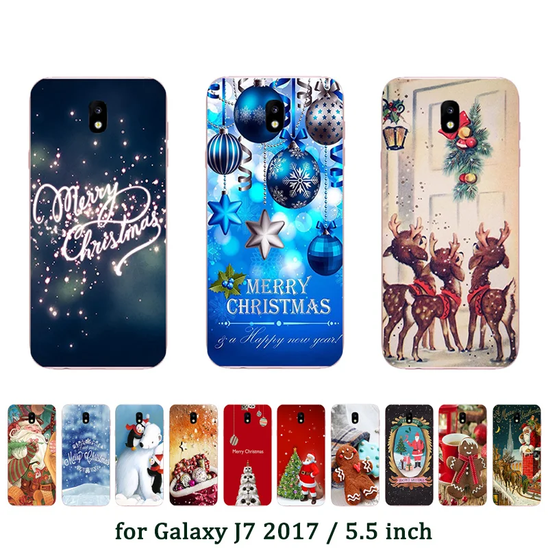 Чехол для Samsung Galaxy J7 2017 мягкий силиконовый чехол с принтом X'mas Elk ДЛЯ J730