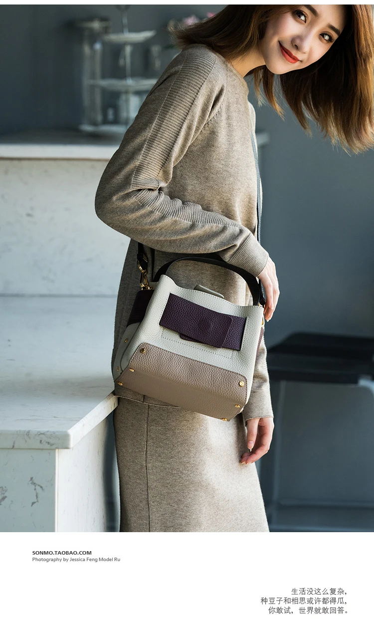 Зимняя новая сумка-мешок с панелями, брендовая дизайнерская женская сумка, натуральная яловая кожа, женская сумка через плечо, роскошная маленькая сумка-тоут