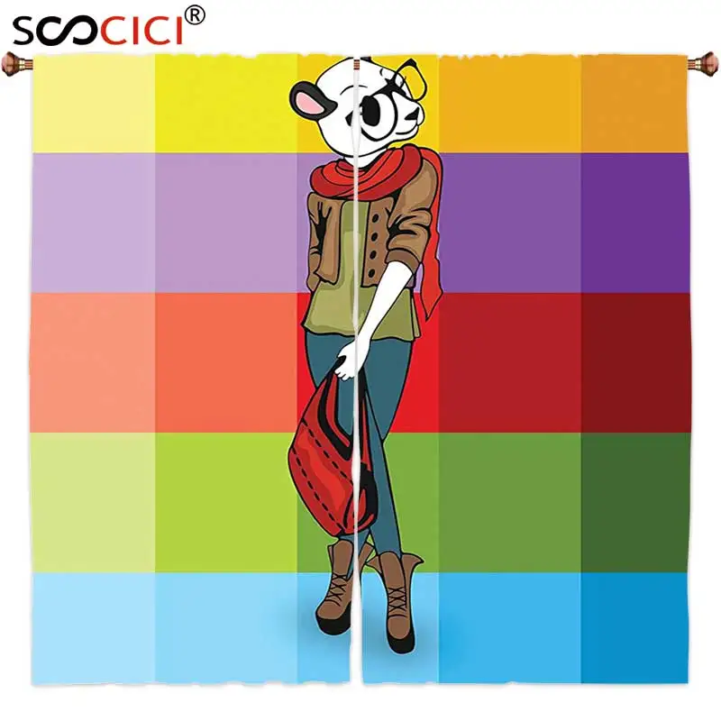 A10 Оконные шторы 2 панели, мода Born to be Cool Quote Stylishy Dressed Tiger с очками хипстерское изображение животных - Цвет: A10
