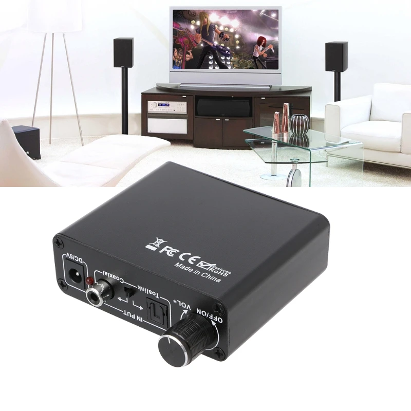 

OOTDTY Digital To Analog Audio HiFi Headphone Amplifier Toslink Coaxial Mutual Convert