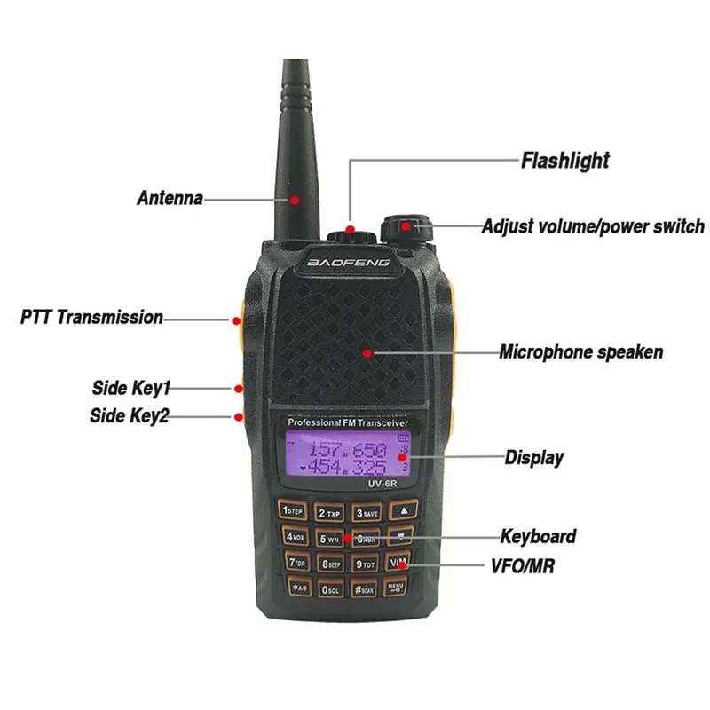 Baofeng UV 6R 7 Вт двухдиапазонный УКВ Радио рация Ham КВ трансивер Walky Talky Professional