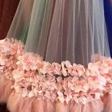 3 ярдов Розовый 3D перо ткань свадебное платье, 3d цветы украшение свадьбы перо