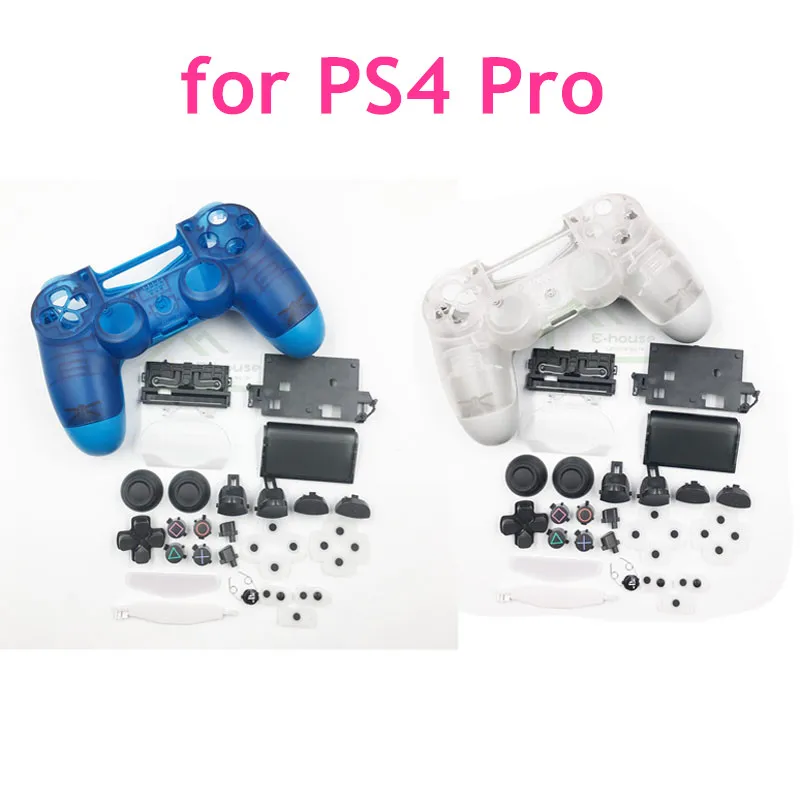 

JDM-040 Clear Blue/ Clear White replacement Housing Shell Cover For Playstation 4 Pro PS4 Pro Controller Upper Bottom Case