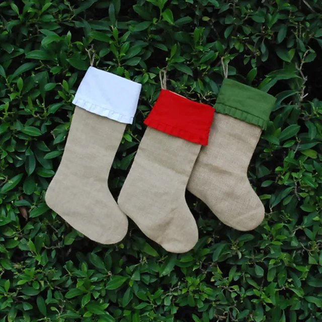 wholesale ruffled burlap christmas stocking solid red and green linen christmas stockings with ruffle trims - Red And Green Christmas Stockings wholesale ruffled burlap christmas stocking solid red and green linen christmas stockings with ruffle trims - Red And Green Christmas Stockings