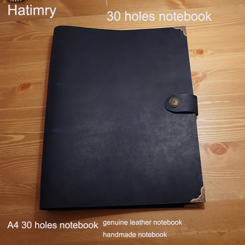 Hatimry, записная книжка из натуральной кожи для путешественников, А4, большой размер, 30 отверстий, записная книжка с именем, для работы, для эскизов, школьные принадлежности