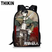 THIKIN Attack on Titan школьная сумка аниме Леви Акерман Школьный Рюкзак Для маленьких мальчиков детская книжная сумка рюкзак для ноутбука на заказ