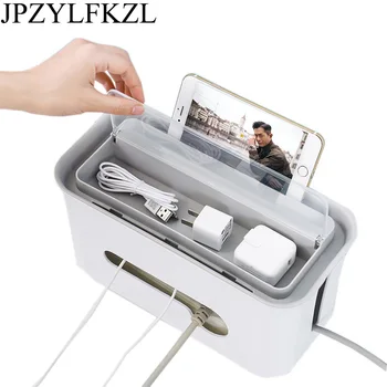 

Rectangular Cable Storage Box Wire Management Socket Safety ABS Plastic Cable Storage Box Practical Power Strip Home Decor