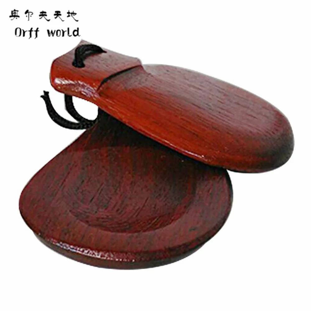Orff worldA Piece Wooden Castanets Wood Percussion Flamenco Musical Instrument Education Child's Intellectual Development Listen