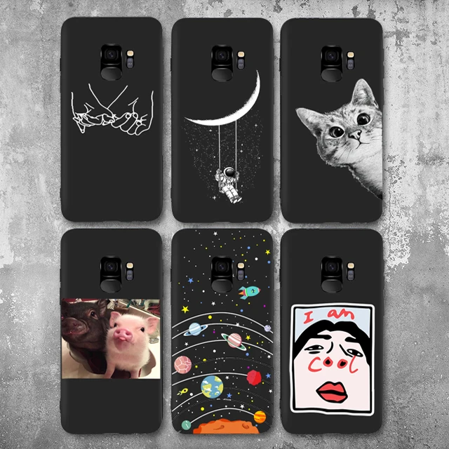 

Pretty Space Moon Astronaut Phone Case For Samsung Galaxy S8 S9 S10 Plus Case Planet Star Frosted Soft Back Cover For Samsung S9