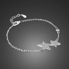 Простой браслет из чистого серебра 925 пробы, подвеска в виде звезды для девушек, Одноцветный серебряный браслет, милая Серебряная цепочка, женские Гламурные ювелирные изделия, подарок на день рождения