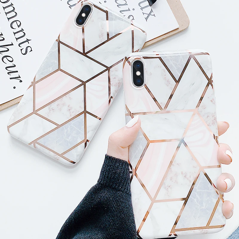 

Luxury Granite Marble Case For iPhone 7 XR XS Max Plating Soft TPU Silicon Back Cover Coque For iPhone X 8 Plus 6s 6 Phone Cases