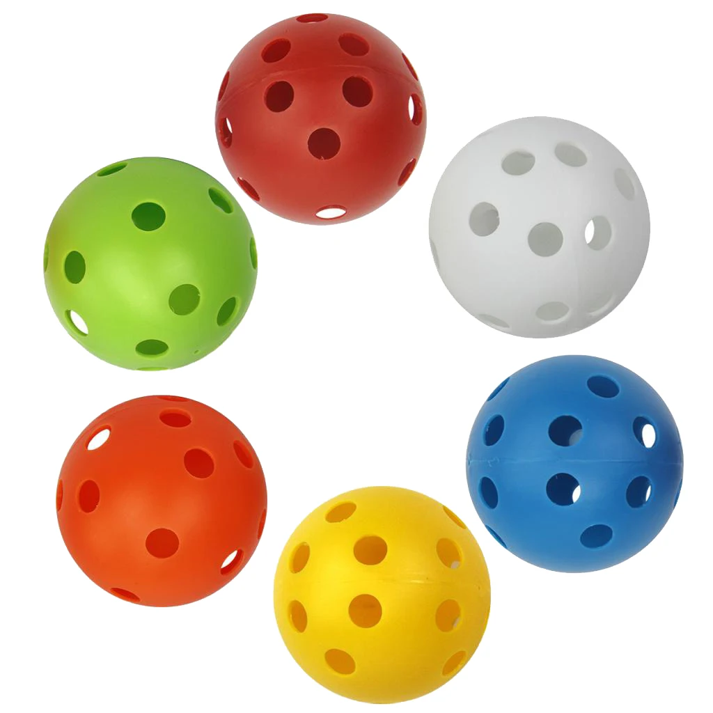 72mm Colorful Golf Practice Ball  Hollow Sports Training Balls Plastic Airflow Perfect for Pets Play- 6 Counted
