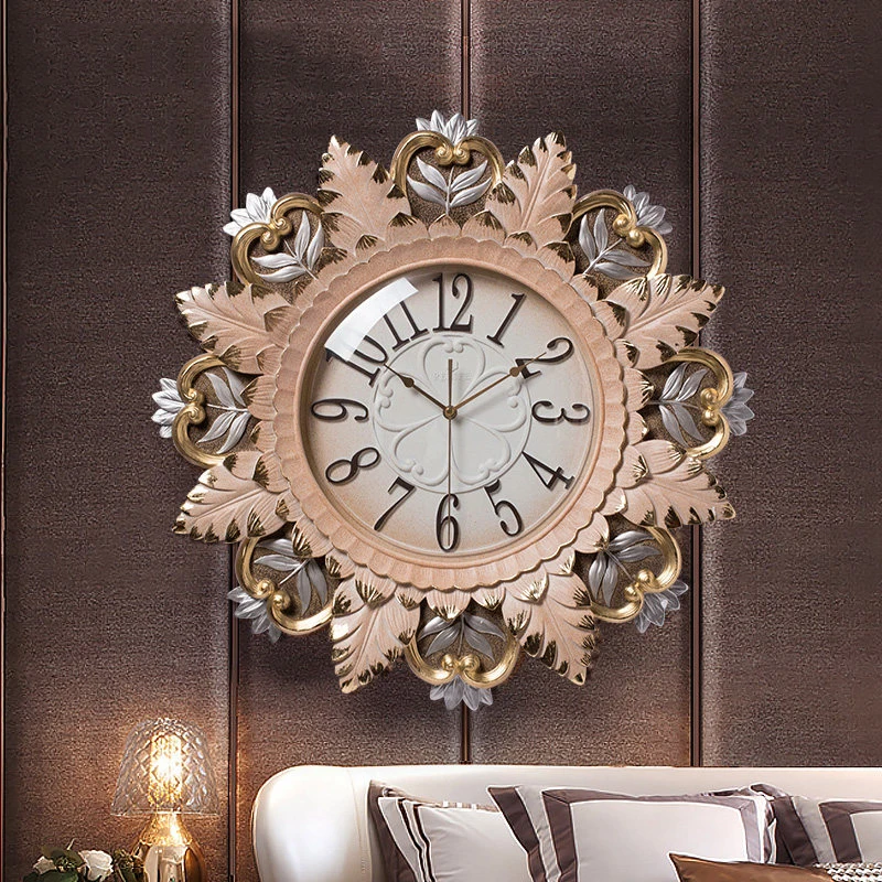 

Luxury Europe Resin Embossed Wall Clock Creative Home Wall Hanging Mute Clock Personality Crafts Art Decoration 3D Wall Ornament