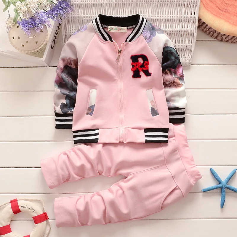 

BibiCola autumn girls clothes set fashion kids sport suit outfits baby florals cardigan+pants 2pcs sets christmas clothes suit
