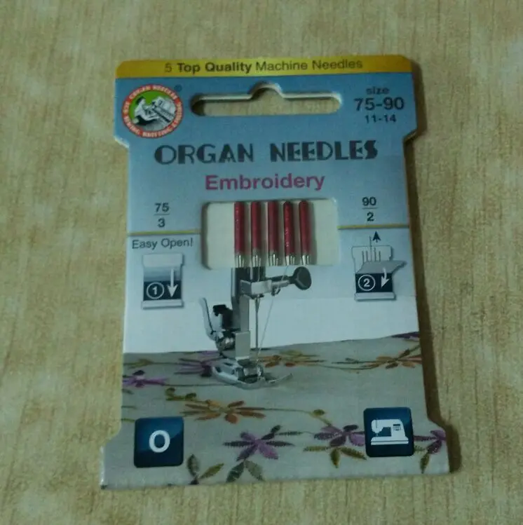 

ORGAN DOMESTIC SEWING MACHINE NEEDLES 130/705H EMBROIDERY MIX SIZE UNIVERSAL 75/11 90/14 (1pack=5pcs)