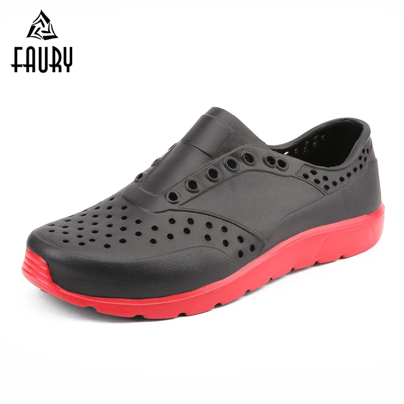 

Men's Splicing Color Flat Non-slip Workwear Shoes Chef Cooking Kitchen Breathable Soft Footwear Male Hole Shoes