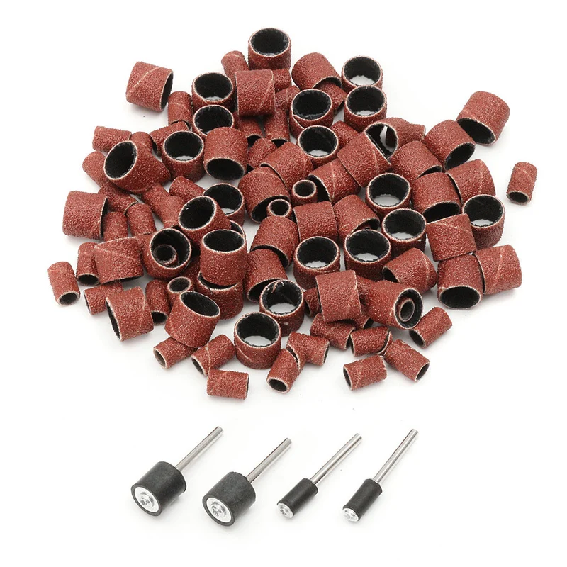 

100pcs Drum Sanding Bands w/4 Mandrels Kit for Polishing Metals Wood Plastic Set new high quality Mandrels