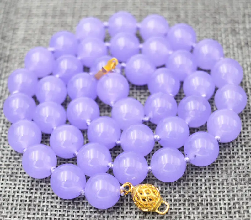 

New beautiful charming 8mm purple emerald gemstone beads necklace 18"