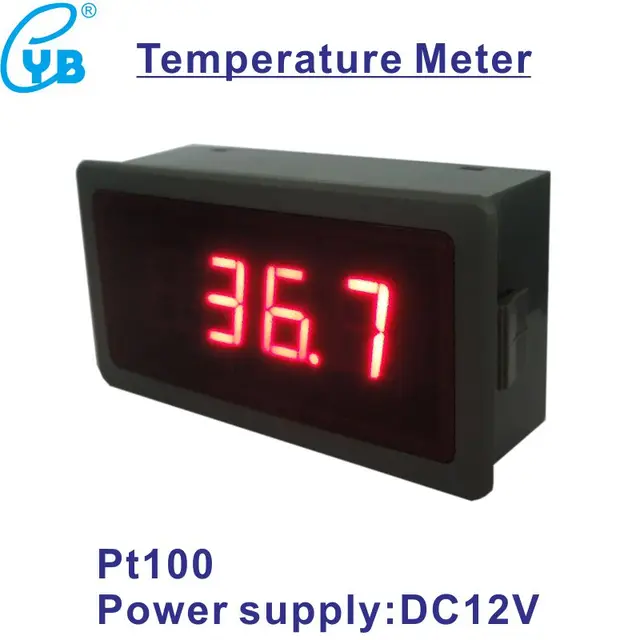 LED Digital Temperature Meter PT100 Type Thermometer Power Supply DC 12V Thermocouple Probe