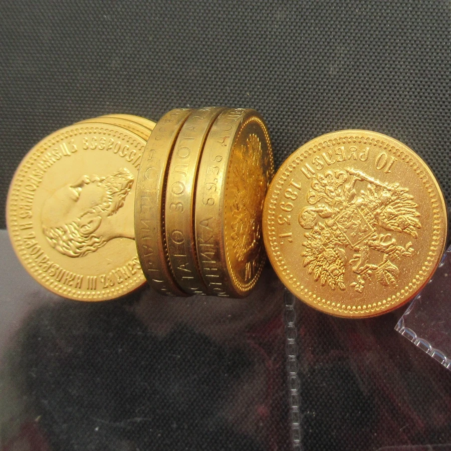 

Russia Coins Full Set of Alexander III 10 ROUBLES 9PCS (1886-1894) Real Gold Plated Coins COPY