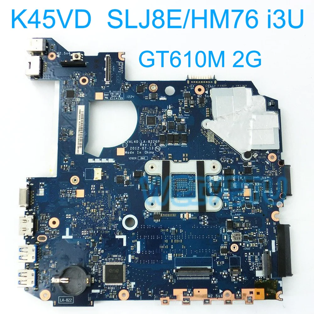 Материнская плата K45VD с процессором i3 GT610M 2G для ASUS A45V A45VD K45VM K45VJ K45VS ноутбука 100%