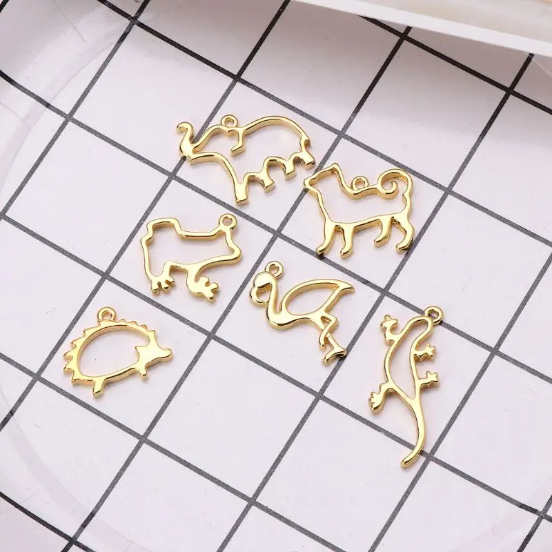 

6Pcs Animal Shape Frame Pendant Open Bezel Blank Setting UV Resin Jewelry Charms