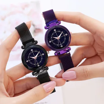 

Vansvar Fashion Women Magnet Buckle Starry Sky Watch Mesh Belt ladies women Wrist watches Dress watch gifts Wrist Party decorati