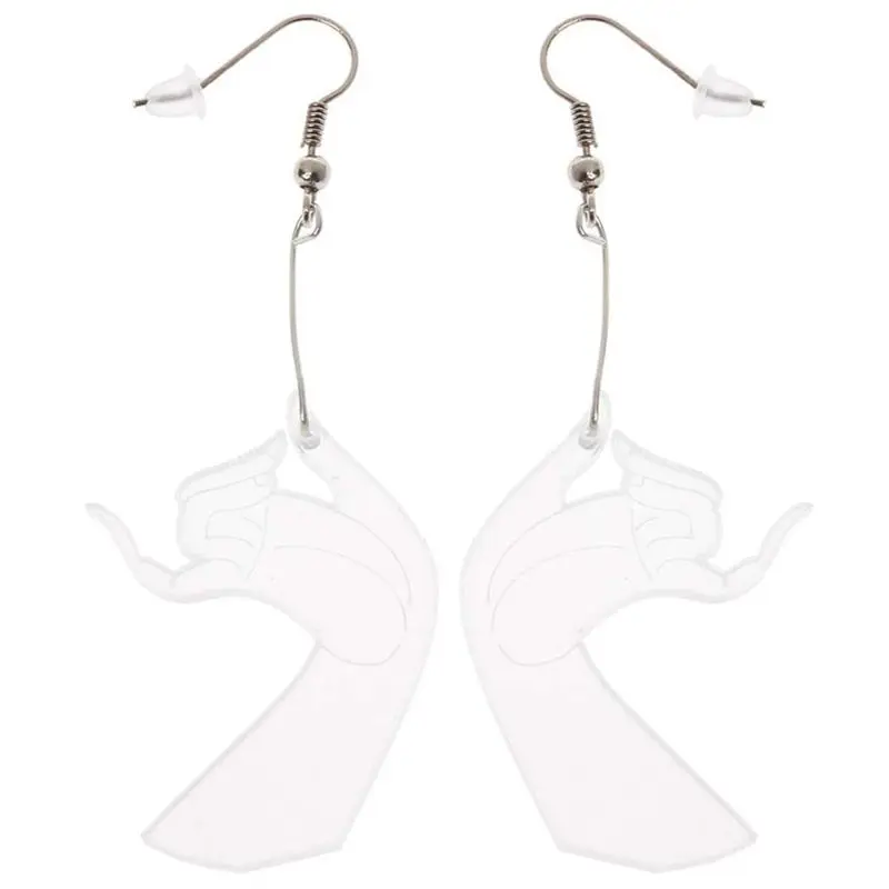 

Earrings Acrylic Transparent Buddhism Hand Love Gestures Dangle Earrings