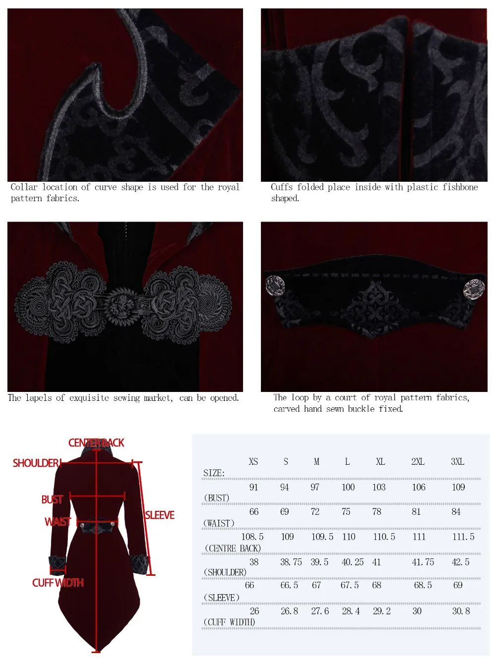 Party Fashion Womens Jacket Coat Velvet Goth Steampunk Aristocrat