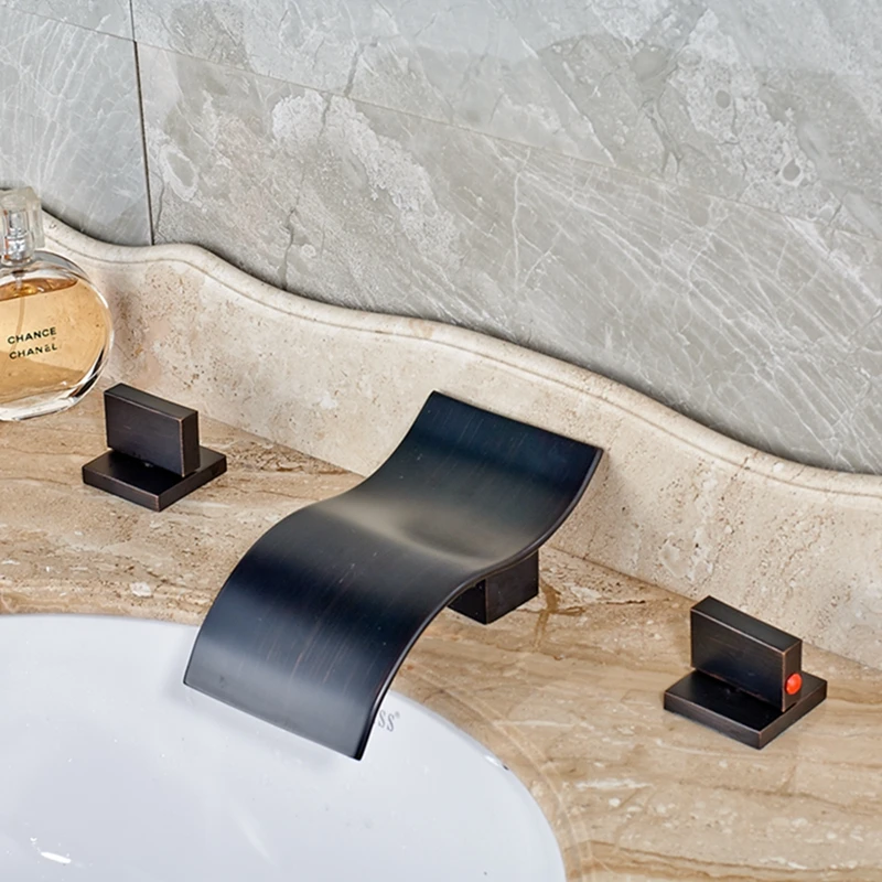 

Elegant Oil Rubbed Bronze Bathroom Waterfall Vanity Sink Mixer Tap Tub Faucet